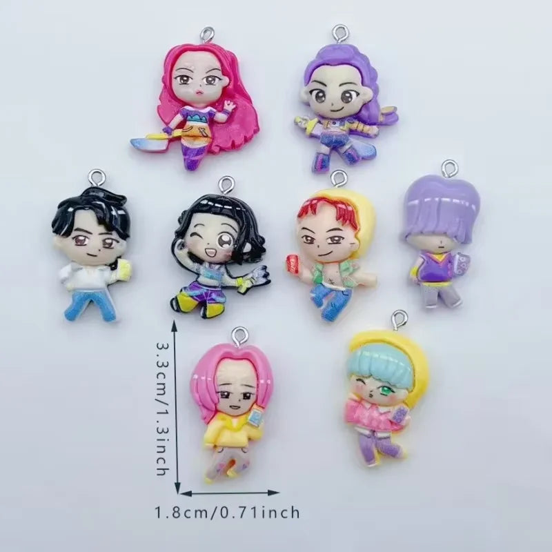 10pcs resin cartoon character jewelry earrings necklaces bracelets