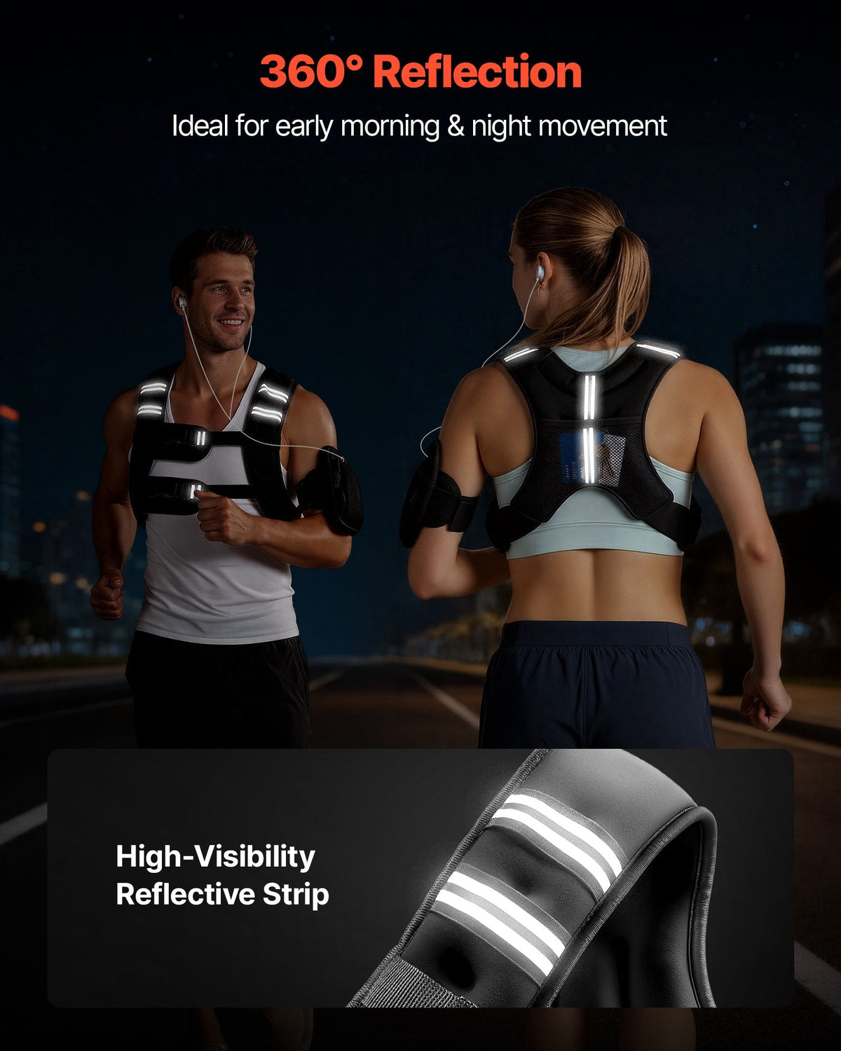 VEVOR Weighted Vest, 16 lbs Weight Vest with Reflective Stripe,